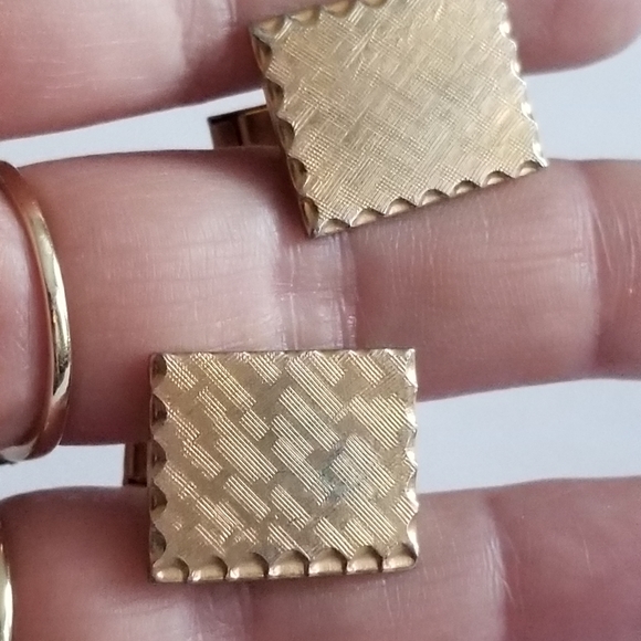 Vintage cuff links gold tone metal - Picture 10 of 13